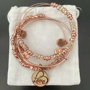 Alex and Ani Love Epoxy Set of 3 Rose Gold